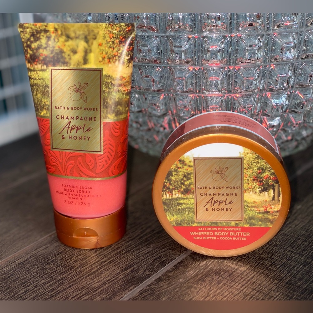 Bath & Body Works Champagne Apple & Honey Body Scrub Body Butter Lot of Two
